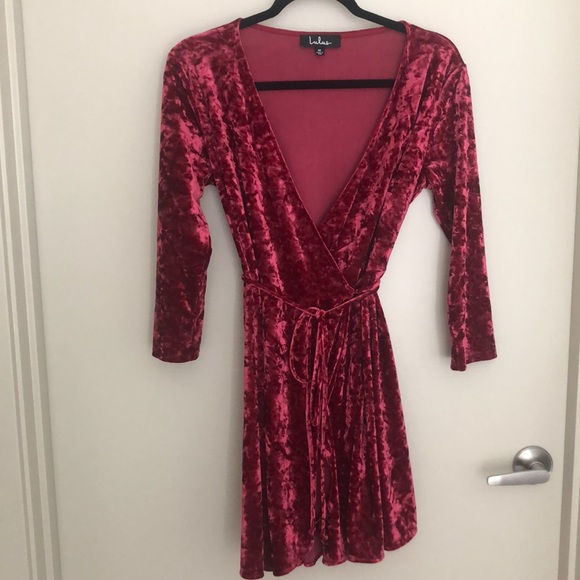 mini long sleeve red dress SAME Los Angeles Ruffle Hem Mini Dress (Red)